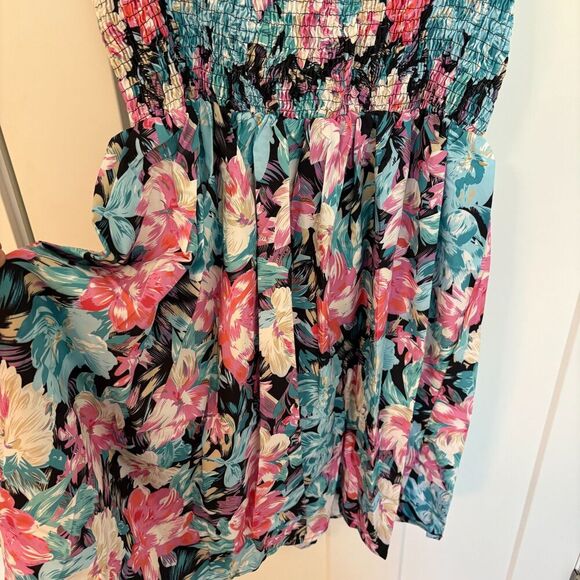 Floral Spaghetti Strap Sundress with Shirred Waist - XL - Picture 11 of 13
